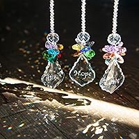 Vista 3 de H&D HYALINE & DORA Atrapasoles de cristal de cristal arco iris ángel colgante chakras ventana atrapasoles con colgante barroco de hoja de arce