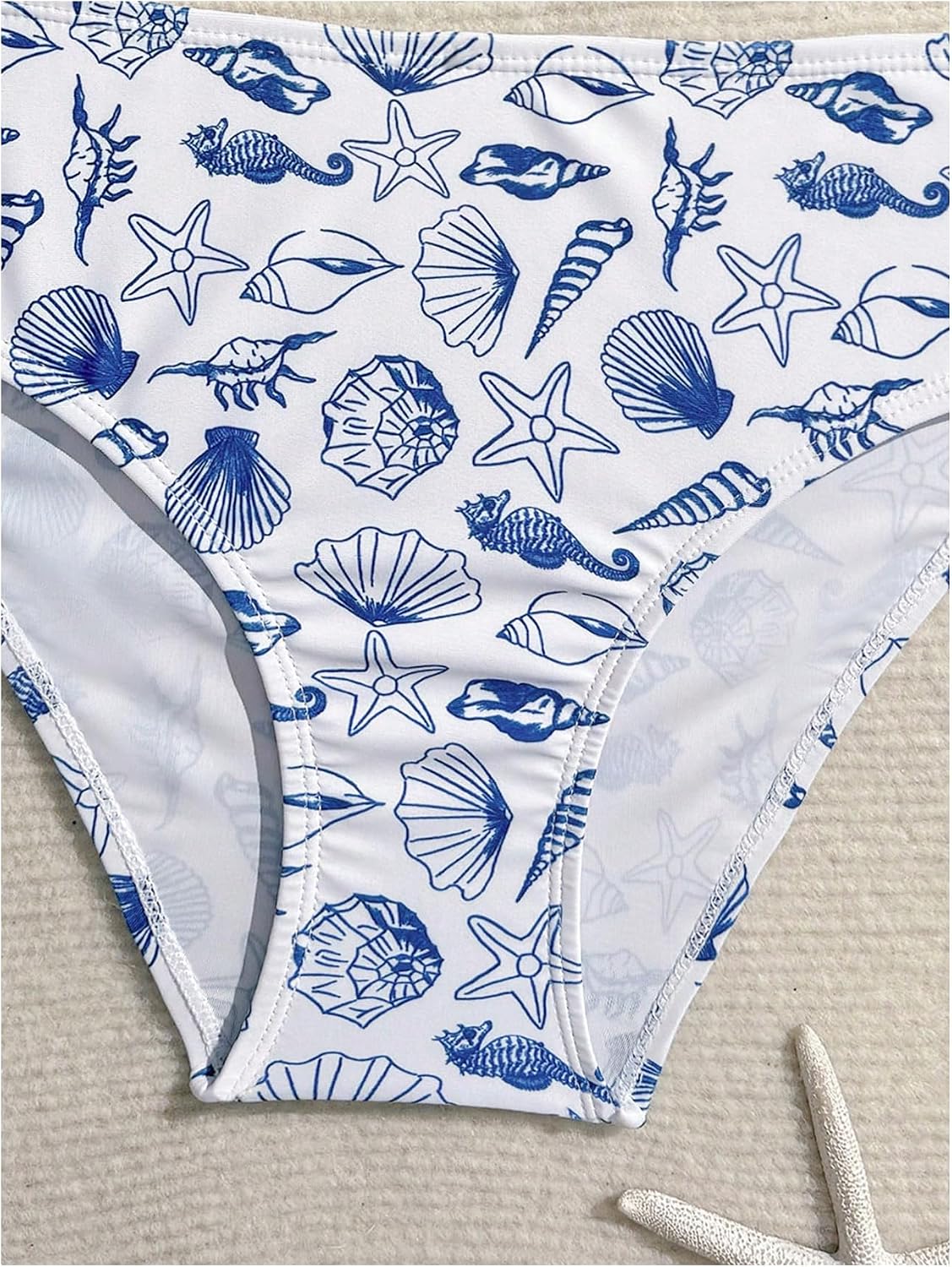 SHENHE Girl's Tankini Swimsuit Square Neck Seashell Ocean Print Bathing Suits 2 Piece Swimwear