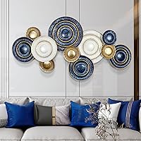 Vista 1 de KEQAM Arte de pared de metal para sala de estar, decoración de pared de metal grande, escultura de pared de lujo moderna en 3D, adecuada para sala