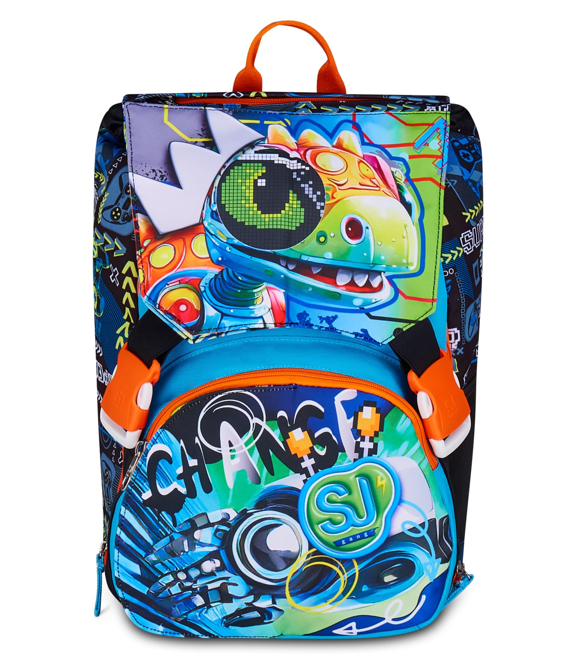 SJ GANG STYLE JAM GANG Zaino Doppio Scomparto Estensibile, Blu, Maxi Capienza, Schienale Preformato, Bambino, Scuola Elementare