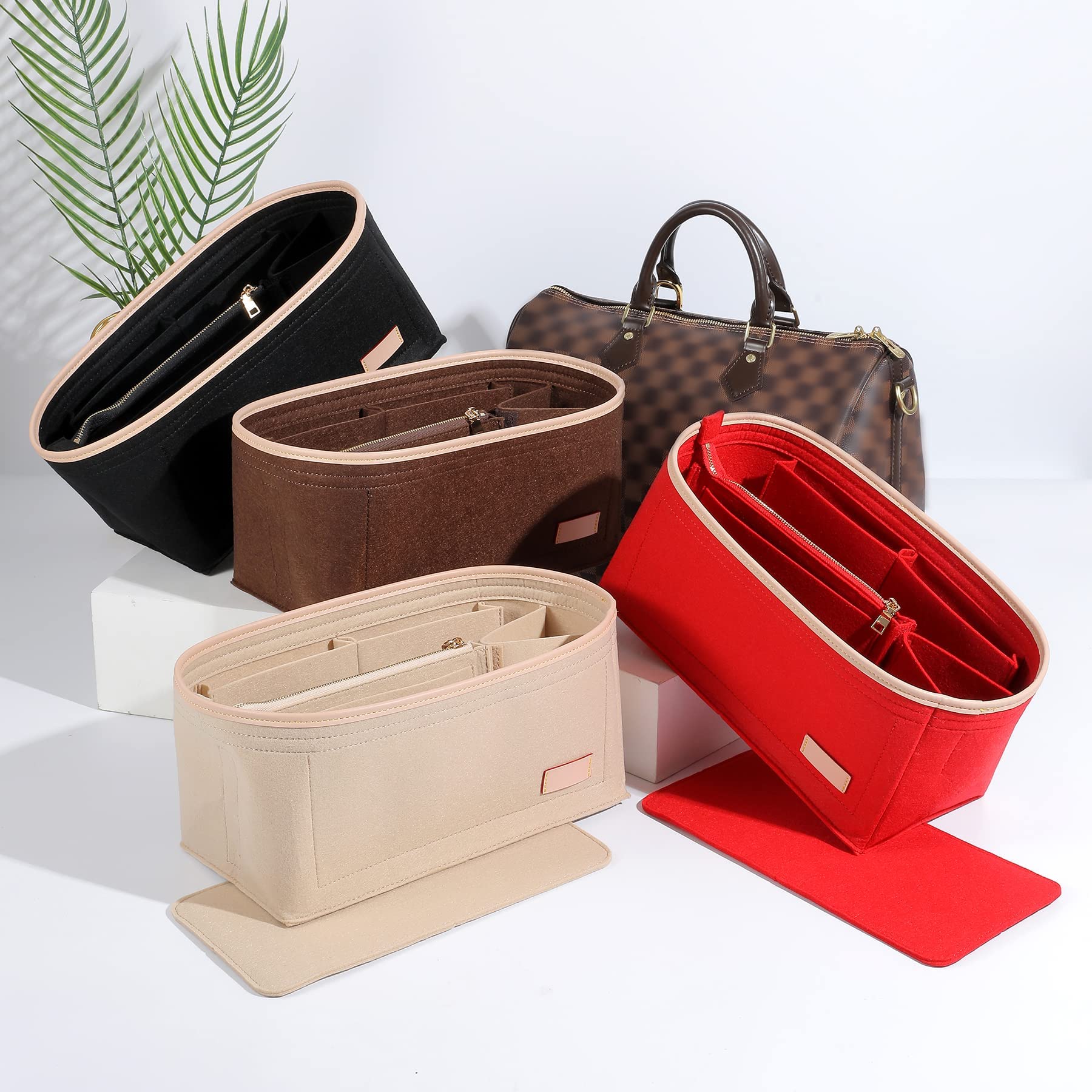 Doxo Purse Organizer Insert for Handbags & Base Shaper 2pc Set, Compatible with Speedy 25 Bag Organizer, Lepliage S,Nererfull,ONTHEGO,Carryall,Graceful,Noe,Book Tote Bag and More(M-Black)