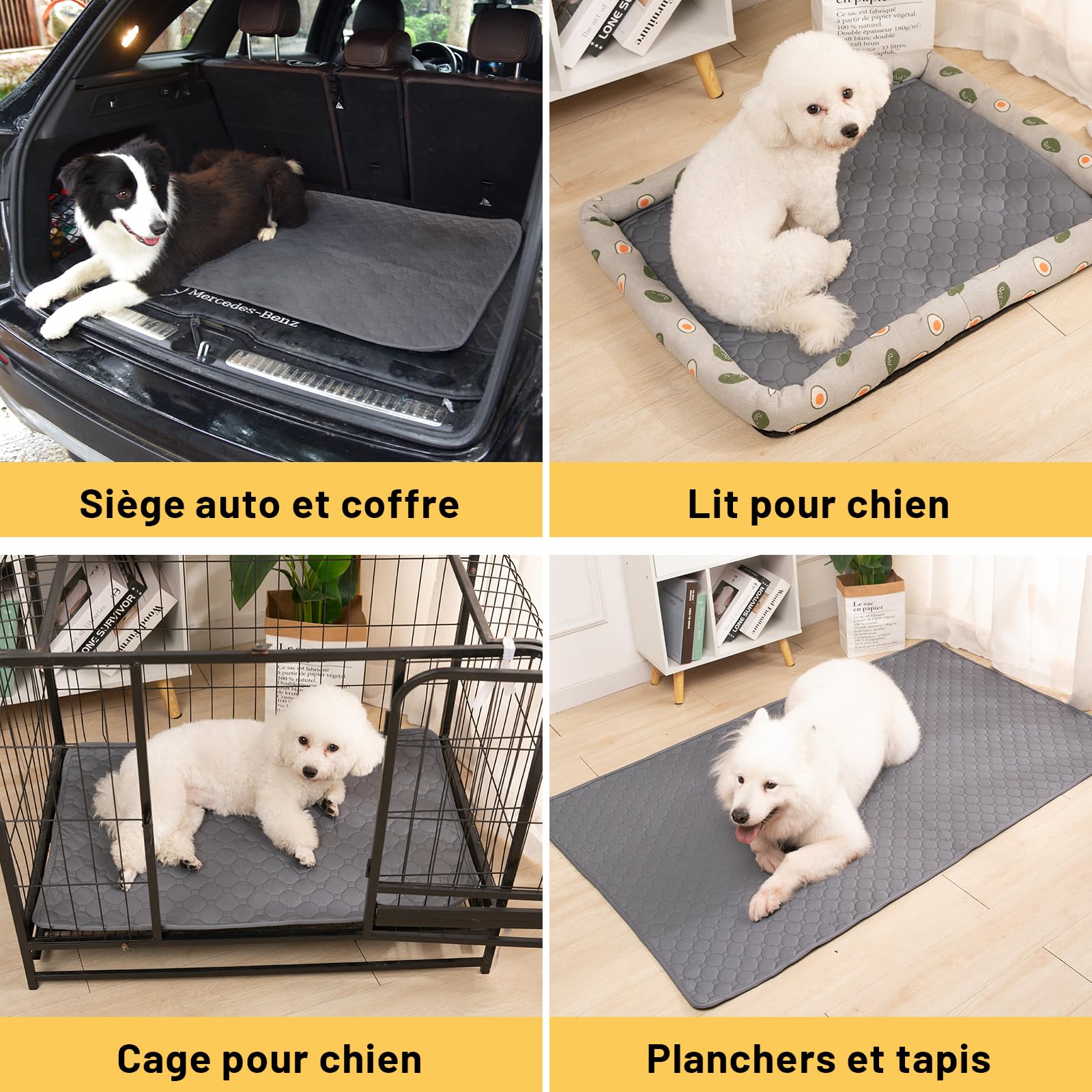 Lot de 2 tapis d'entraînement pour chien et chat | Extra puissant | Imperméable et antidérapant | Lavable et réutilisable | Pour chiots et animaux domestiques (marron, 150 x 90 cm)