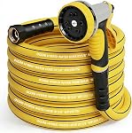 EOOIO Couche de jardin 25 ft Vert, non extensible tuyau d'eau flexible, résistant à l'enroulement tuyau hybride léger, tuyau étanche mâle à femelle