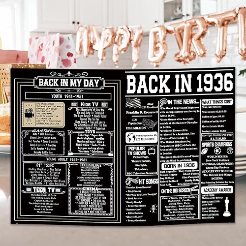 Miniatura 6 de Asmallgf Tarjeta de regalo grande de 90 cumpleaños para abuelo, abuela, mamá, papá, decoraciones retro de cumpleaños de 90 años para mujeres y