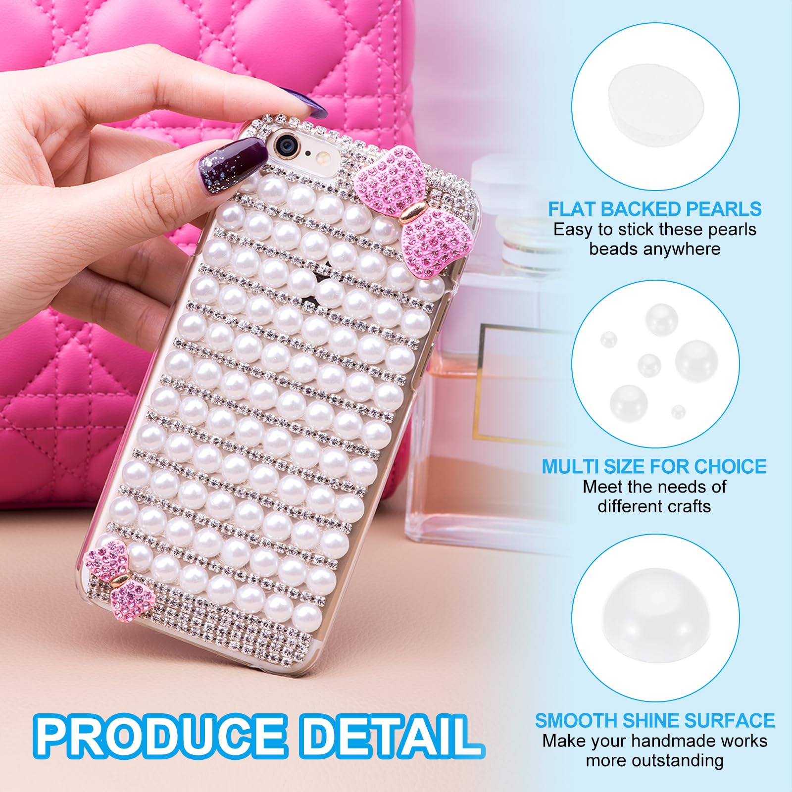 PATIKIL 200Pcs Flatback Pearls Beads for Crafting 12mm Half Round Resin Beads Flatback Pearls for Nail Charms Handmade Phone Case Embellishment - Image 3