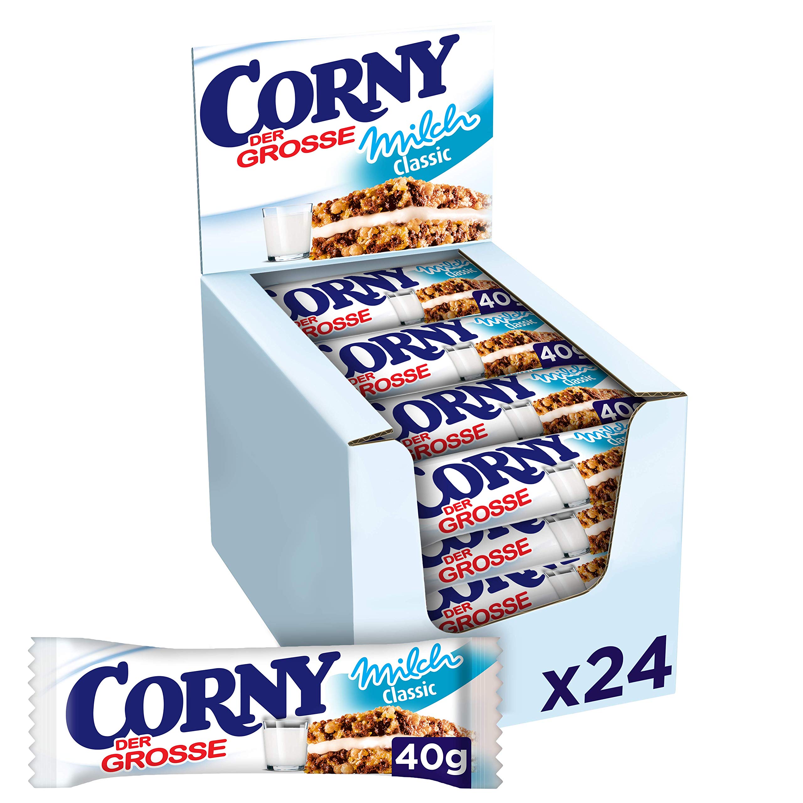 Corny Milch Classic DER GROSSE, Milchsandwich, 24er Pack (24 x 40g) & Big Schoko-Banane, Müsliriegel, 24er Pack (24 x 50g)