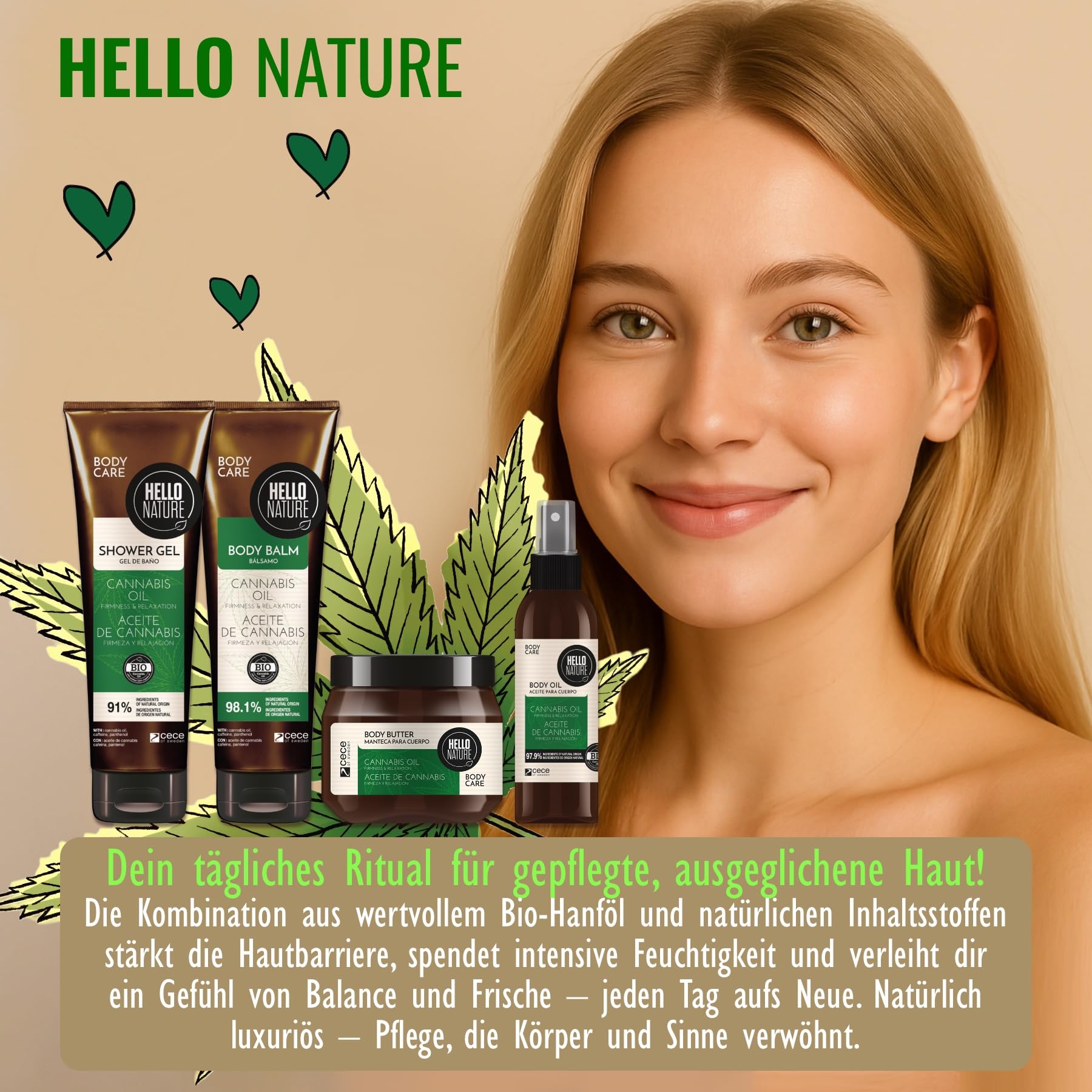 P-Beauty zestaw do pielęgnacji ciała dla kobiet, 12-częściowy z ekologicznym olejkiem z nasion konopi, do skóry i włosów – żel pod prysznic, balsam do ciała, maska do włosów, szampon, krem do rąk i