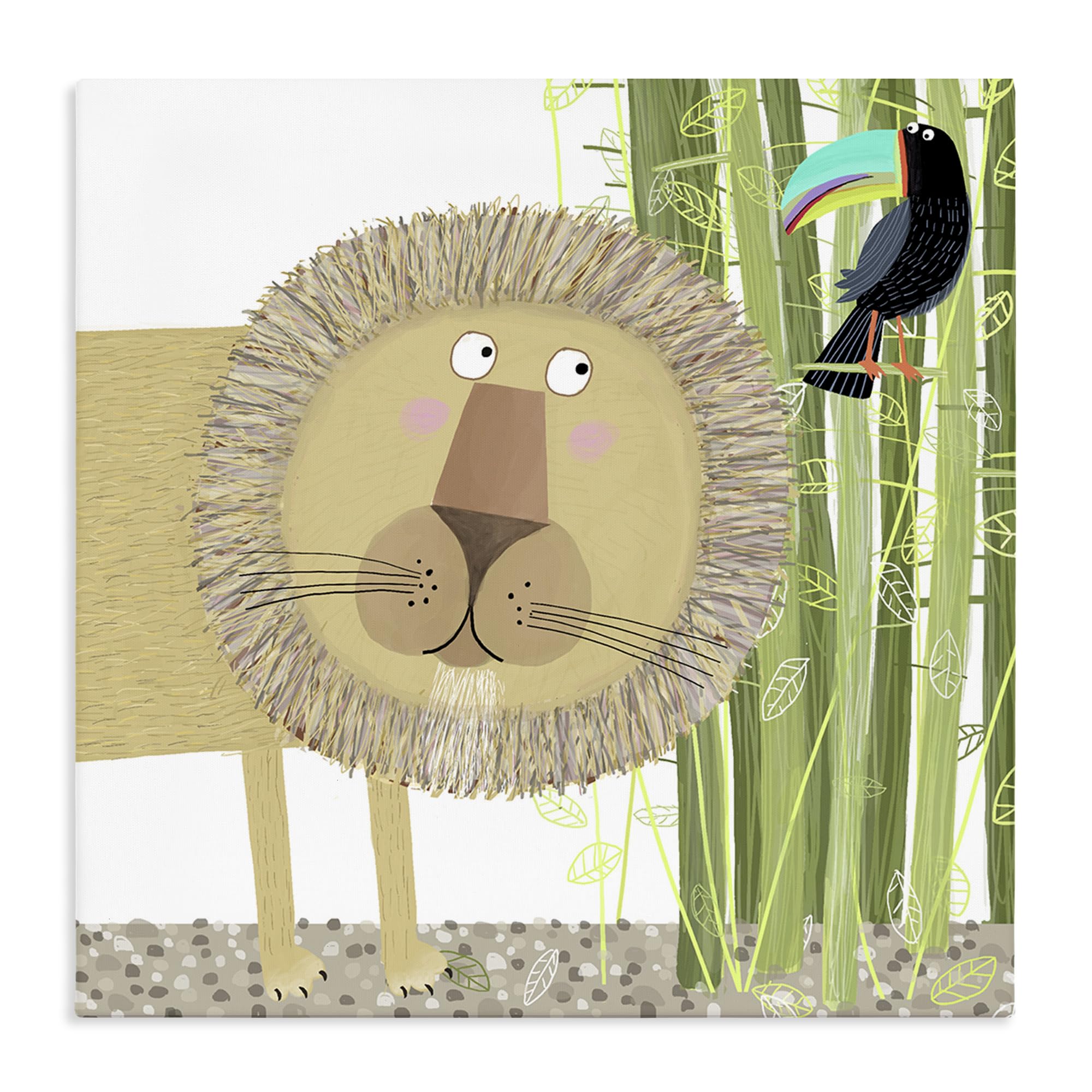 Stupell Industries Unframed 'Lion With Bamboo Trees & Toucan'| Canvas Art