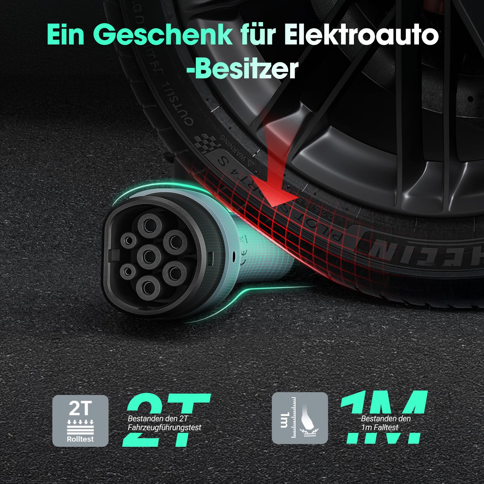 Typ-2-Ladekabel, 11KW 5M 16A Dreiphasiges E-Auto-Ladekabel Typ 2 auf Typ 2 Mode 3 für Elektro- und Hybridfahrzeuge – Kompatibel mit Model S/3/X/Y, e-Golf, ID.3, i3/i8