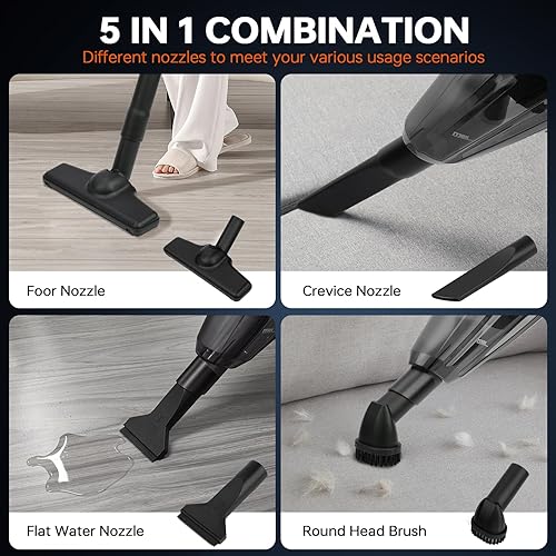 Miniatura 5 de THINKWORK Aspiradora de mano inalámbrica de 20 V con batería, fuerte succión potente de mano inalámbrica motor de 150 W, aspiradora portátil para