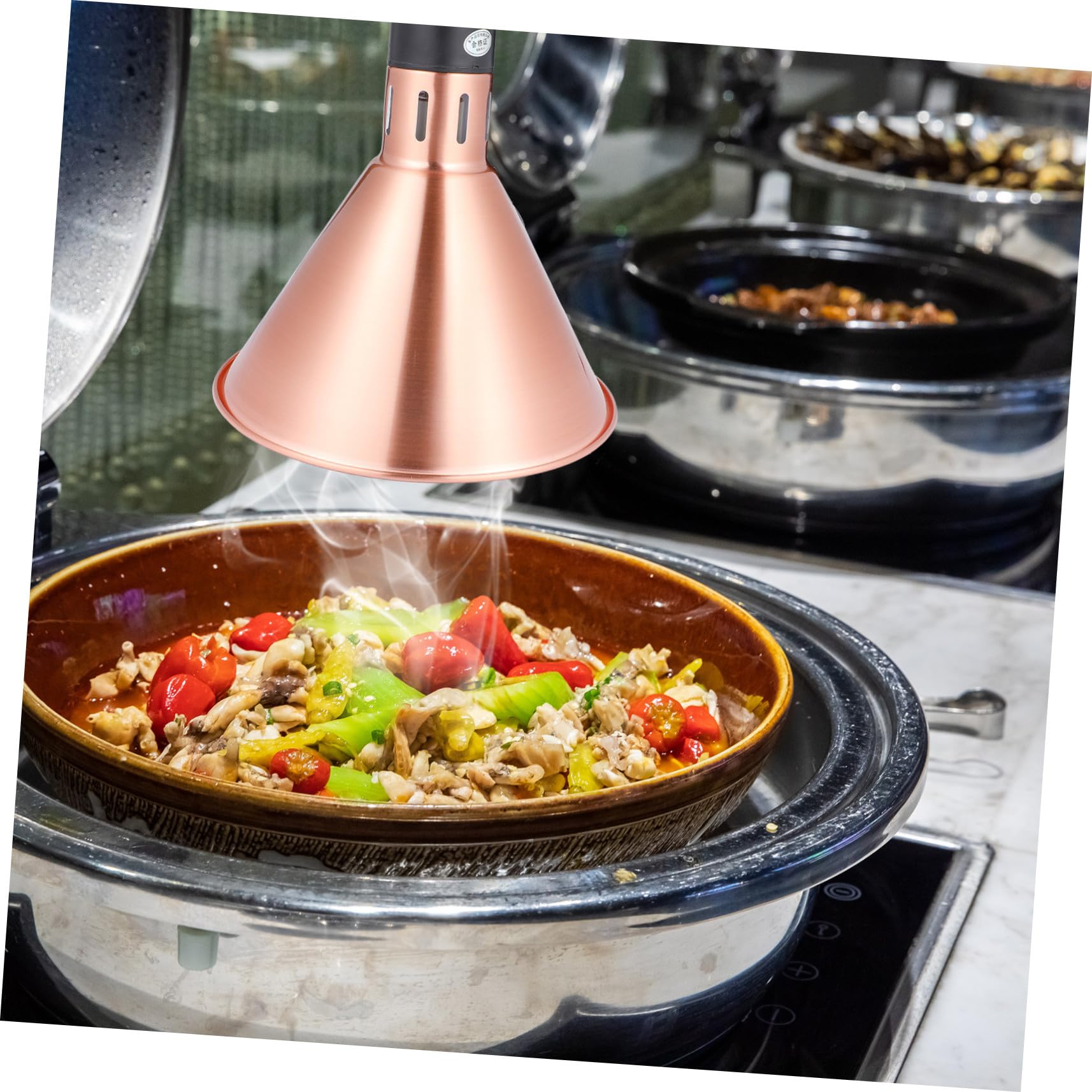 BESTYASH Lampada Riscaldante Telescopica in Metallo per Scaldavivande a Sospensione, Altezza Regolabile, Luce Buffet per Hotel, Ristoranti e Mense Professionali