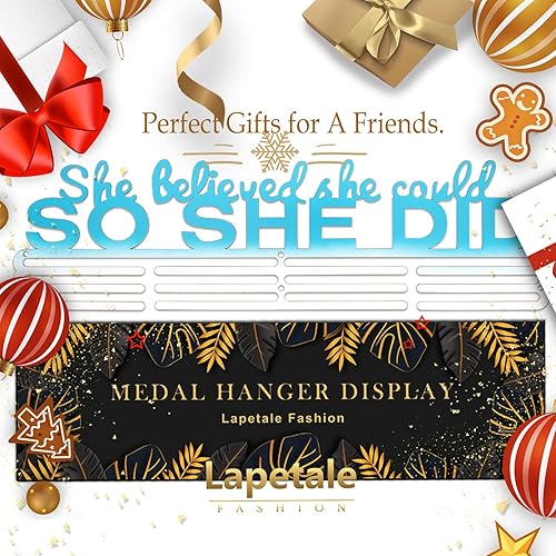 Miniatura 8 de Lapetale Fashion Soporte de suspensión de medallas Exhibición Estante de pared Medalla Percha Premios Cinta Animadora, Gimnasia, Fútbol, Soporte de