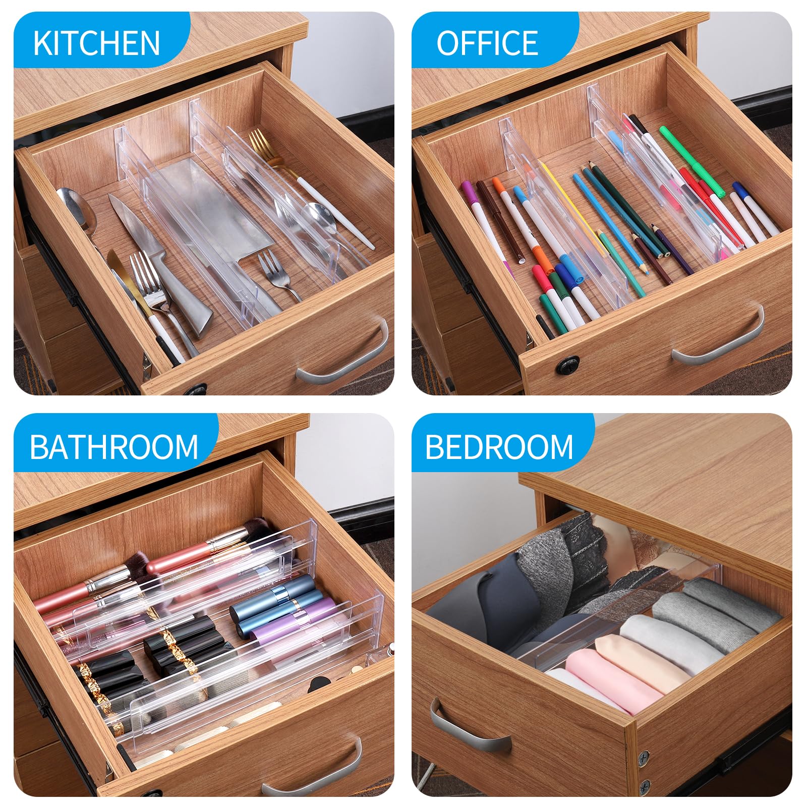 Lot De 6 Séparateurs De Tiroir Réglables De 8.1 Cm De Haut, Extensibles