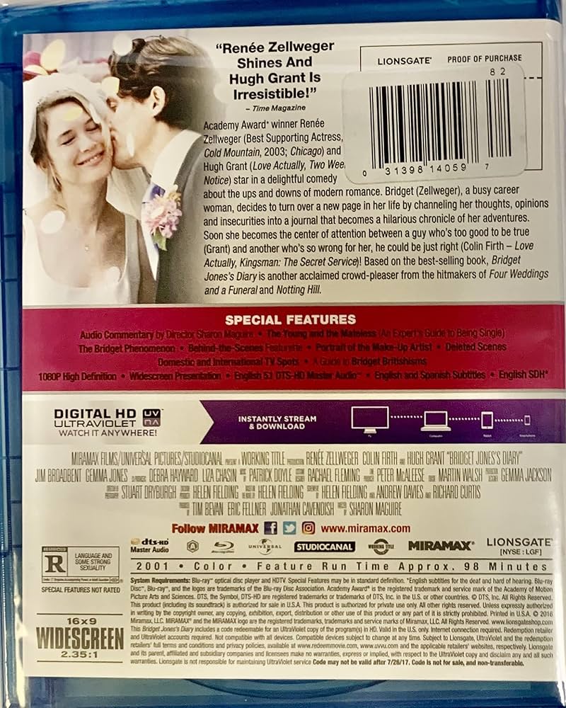 Amazon.com: Bridget Jones's Diary [Blu-ray] : Renée