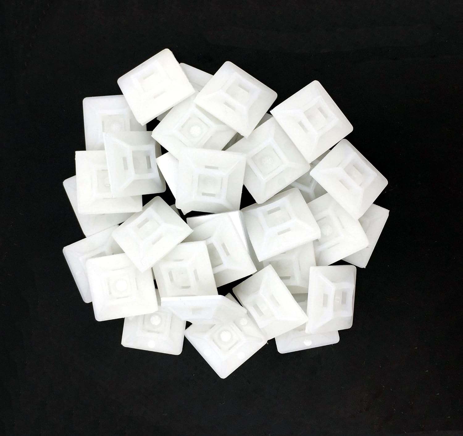 intervisio Cable Tie Mounts, Dimensions 19mm x 19 mm, Self Adhesive Base for Zip Tie, Bases Holder Pads, 200 pieces, Color Ivory White Neutral - Image 5