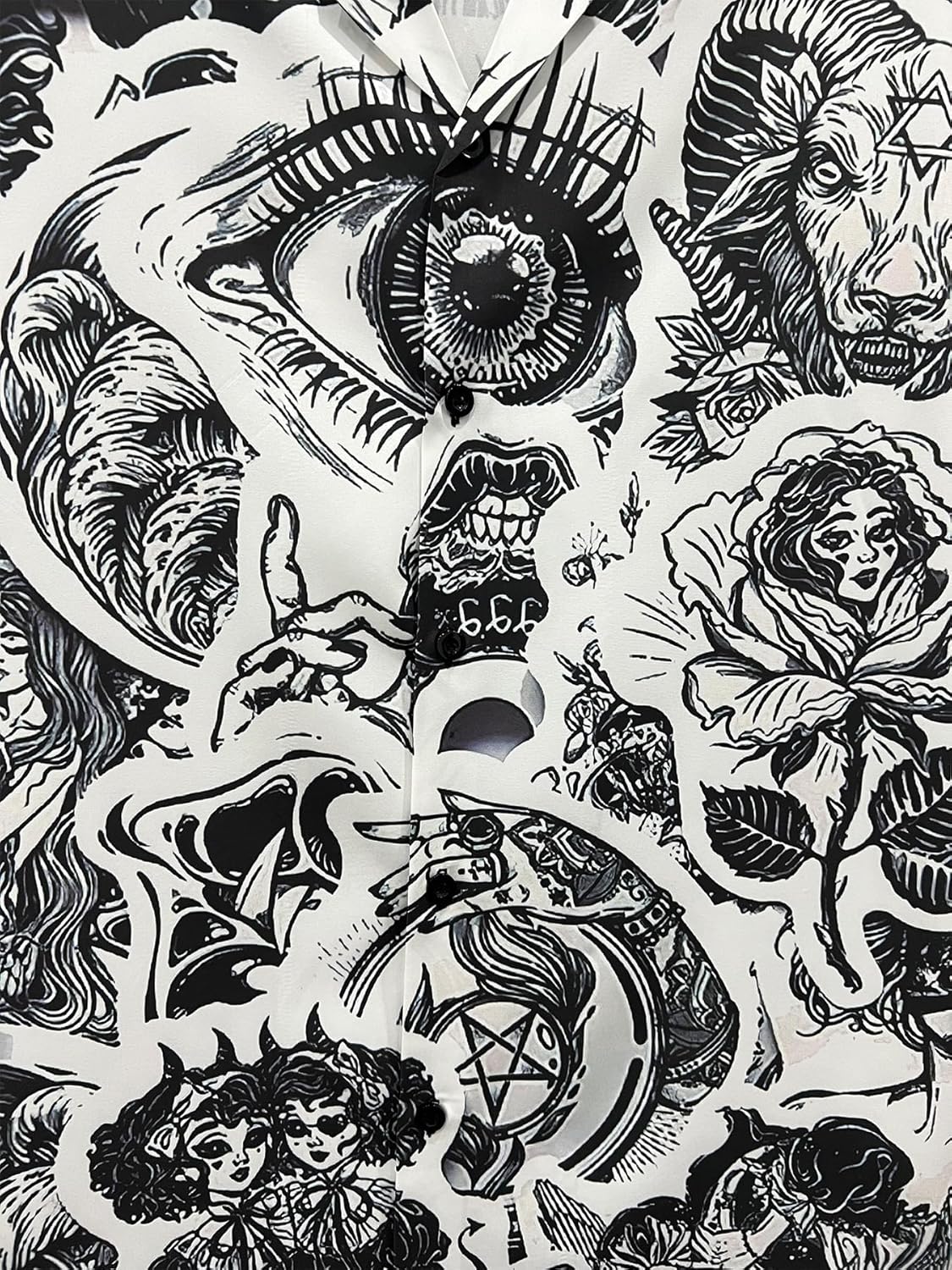 Mens Skull Hawaiian Shirt Short Sleeve Button Down Shirt, Y2K Streetwear Hip-Hop Stylish Shirt for Men - Image 4