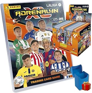 Panini Adrenalyn LaLiga 2025-26, Megapack Edición Básica con 50 sobres adiciones, Álbum Premium con Cartas Exclusivas, Trading Card Game y Deckbox de Regalo para repetidas