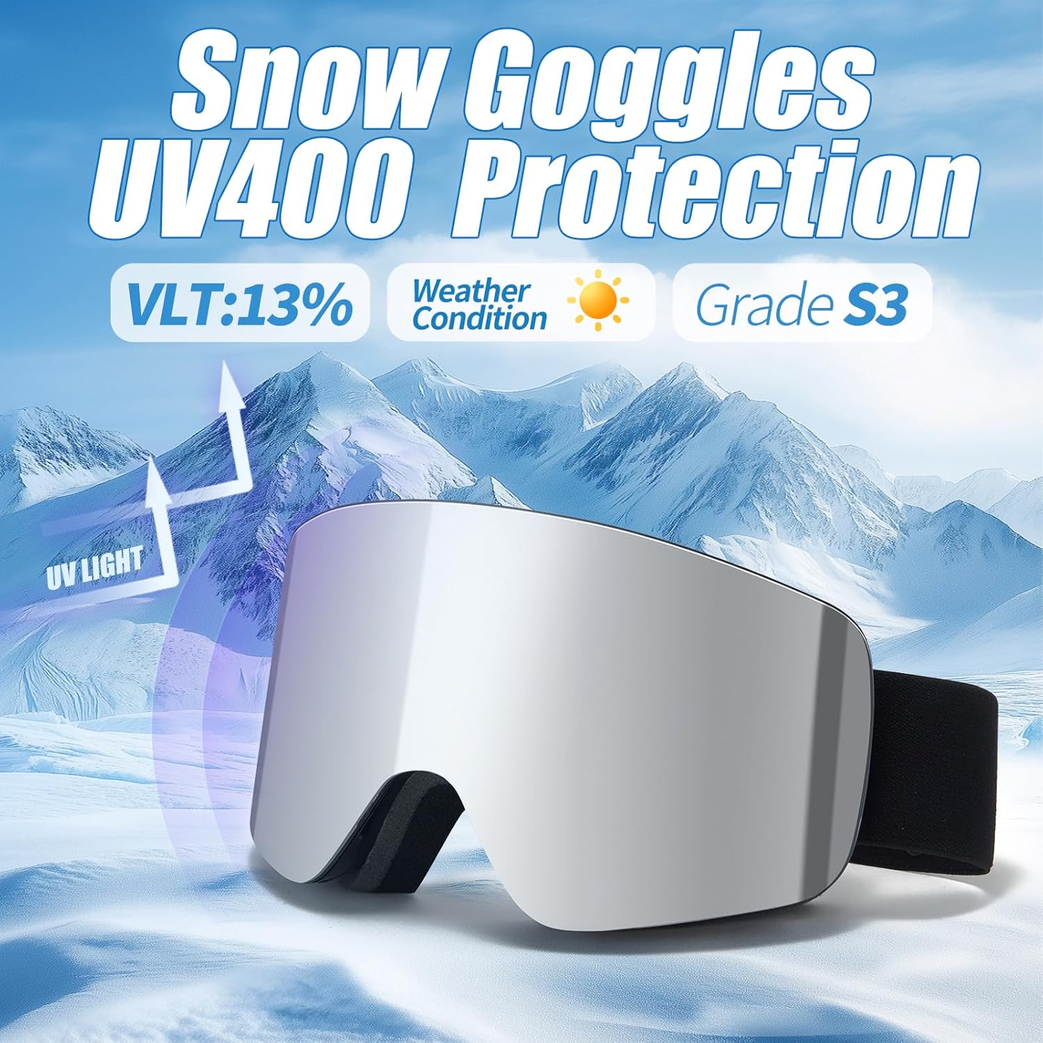 Ski Goggles OTG Snow/Snowboard Goggles Snowboarding Goggles Over Glasses Ski Goggle for Men Women Adult - Image 4