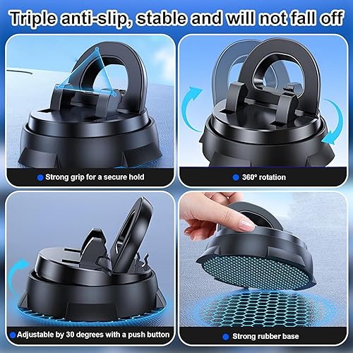 Miniatura 3 de Soporte para teléfono de automóvil, fuerte absorción, soporte móvil giratorio de 360 grados con base antideslizante, no requiere instalación,