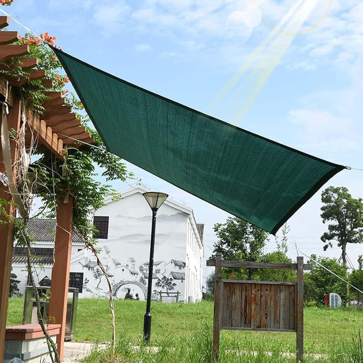 Shade Cloth,Garden Shade Mesh Netting with Grommets Outdoor Sun Shade Cover for Pergola Patio Plants Greenhouse Chicken Coop Shading,Green,2X4m