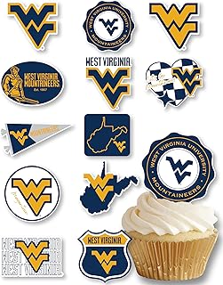 West Virginia University Cupcake Topper Party Supplies for WVU Football, Birthday, Graduation Party Decorations (24 Pieces) (West Virginia Mountaineers)