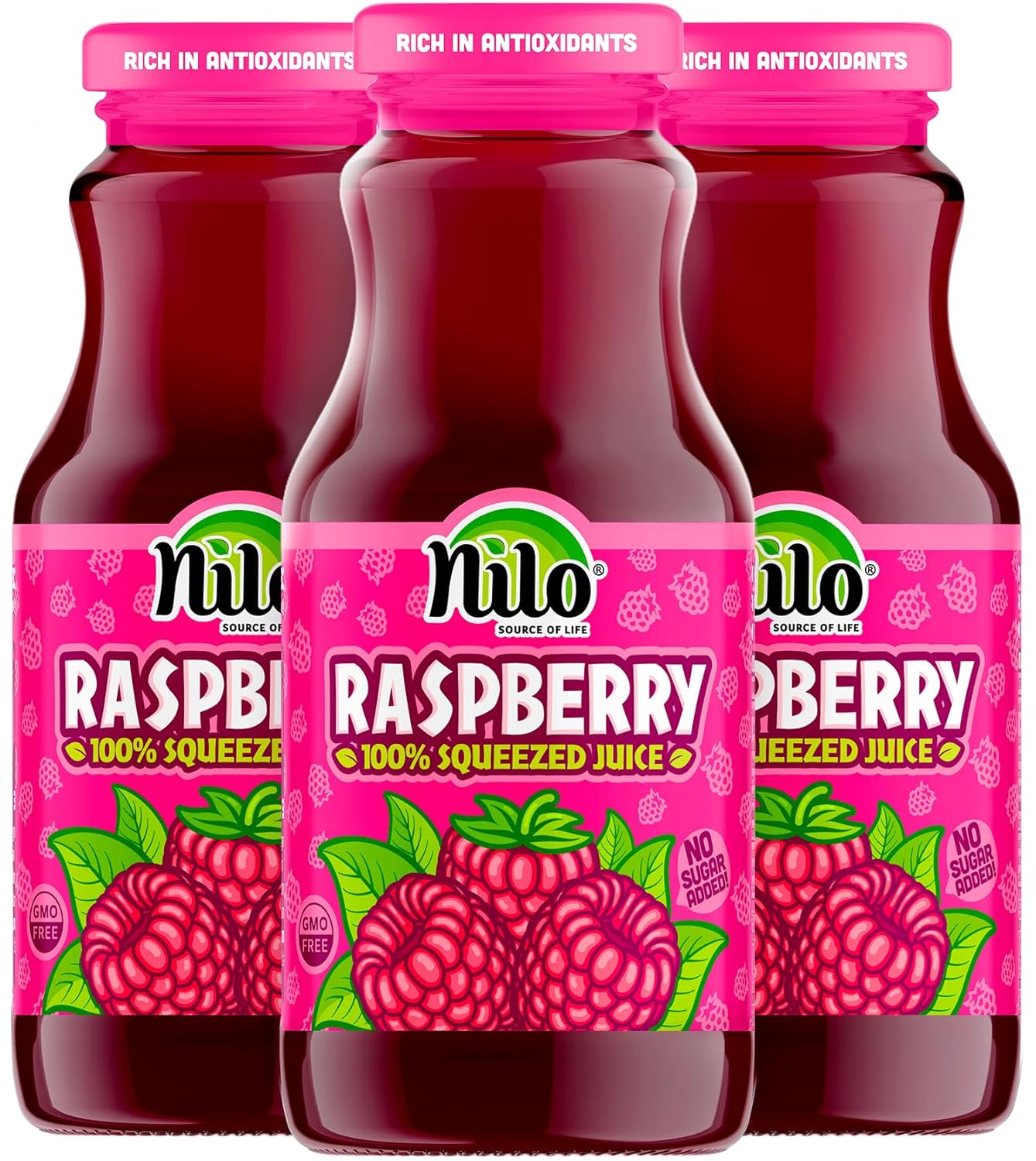 NILO Raspberry Juice | 100% Squeezed Raspberry Frambuesa | NO Sugar added | NON GMO | NOT From Concentrate | 8.45 oz (Pack of 12)