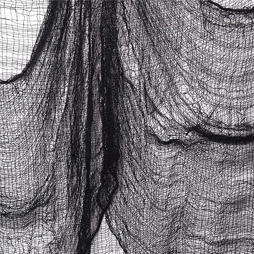 Miniatura 6 de 4 piezas de tela espeluznante de Halloween, tela espeluznante de gasa espeluznante, 30 x 72 pulgadas, tejido suelto espeluznante, decoración de tela