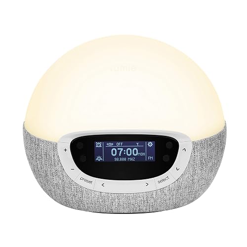 Lumie Bodyclock Shine 300 - Wake-up Light Alarm Clock with Radio, 15 Sounds and Sleep Sunset, White - Shine 300