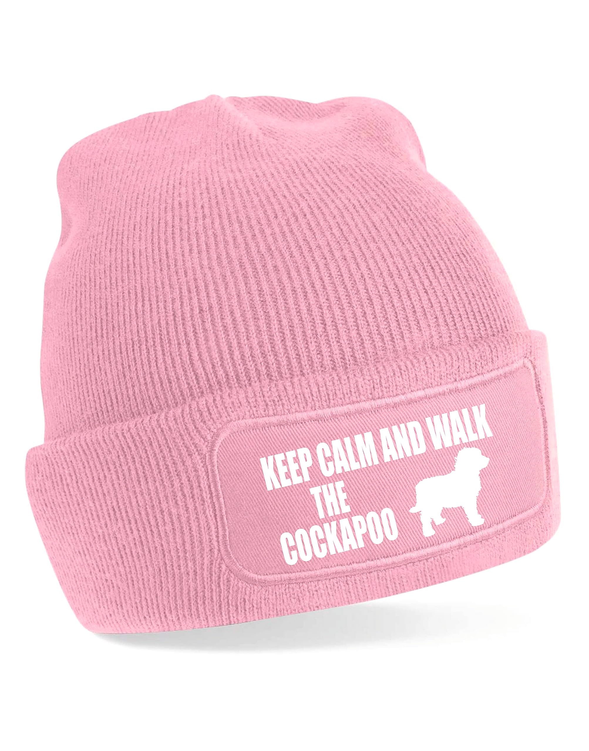 Print4U Keep Calm & Walk The Cockapoo Beanie Hat Dog Lovers Gift Men & Ladies Pink
