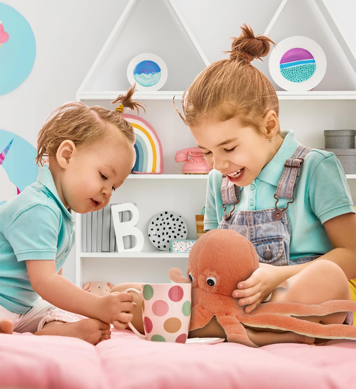 DolliBu Orange Octopus Super Soft Stuffed Animal, Cute Realistic Stuffed Animals for Girls, Boys, Adults Animal Gifts, Kids Nursery Decor for Newborn, Cuddly Soft Baby Plush Toys - 15 Inches