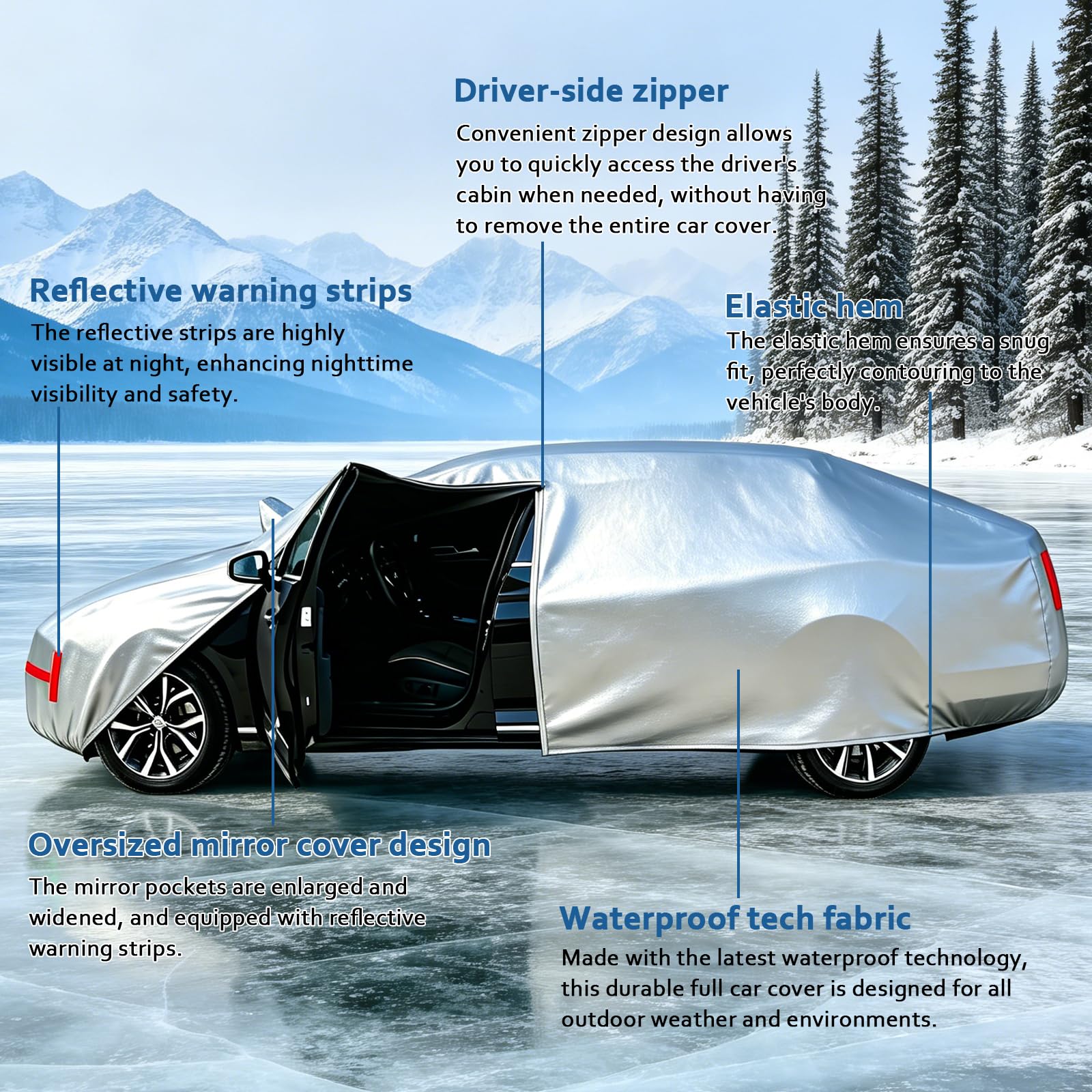 Copri Auto per BMW i4 Funda,Copertura Auto Resistente ad Acqua Polvere Neve Sole Freddo, Strisce Riflettenti a forma di H,Tutte Le Stagioni
