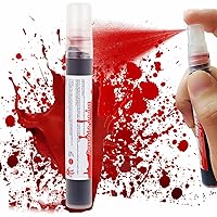 Vista 14 de Go Ho Maquillaje de sangre falsa que gotea (0.35 onzas), sangre falsa lavable para heridas de cicatriz, flujo de sangre falsa de fácil secado
