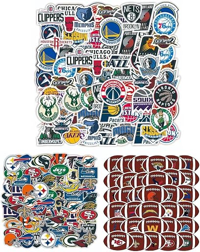 Football Rugby Stickers for Basketball Team Fans(98pcs) Vinyl Waterproof Stickers for Water Bottles Teens Boys Luggage Laptop Snowboard 0.8CM