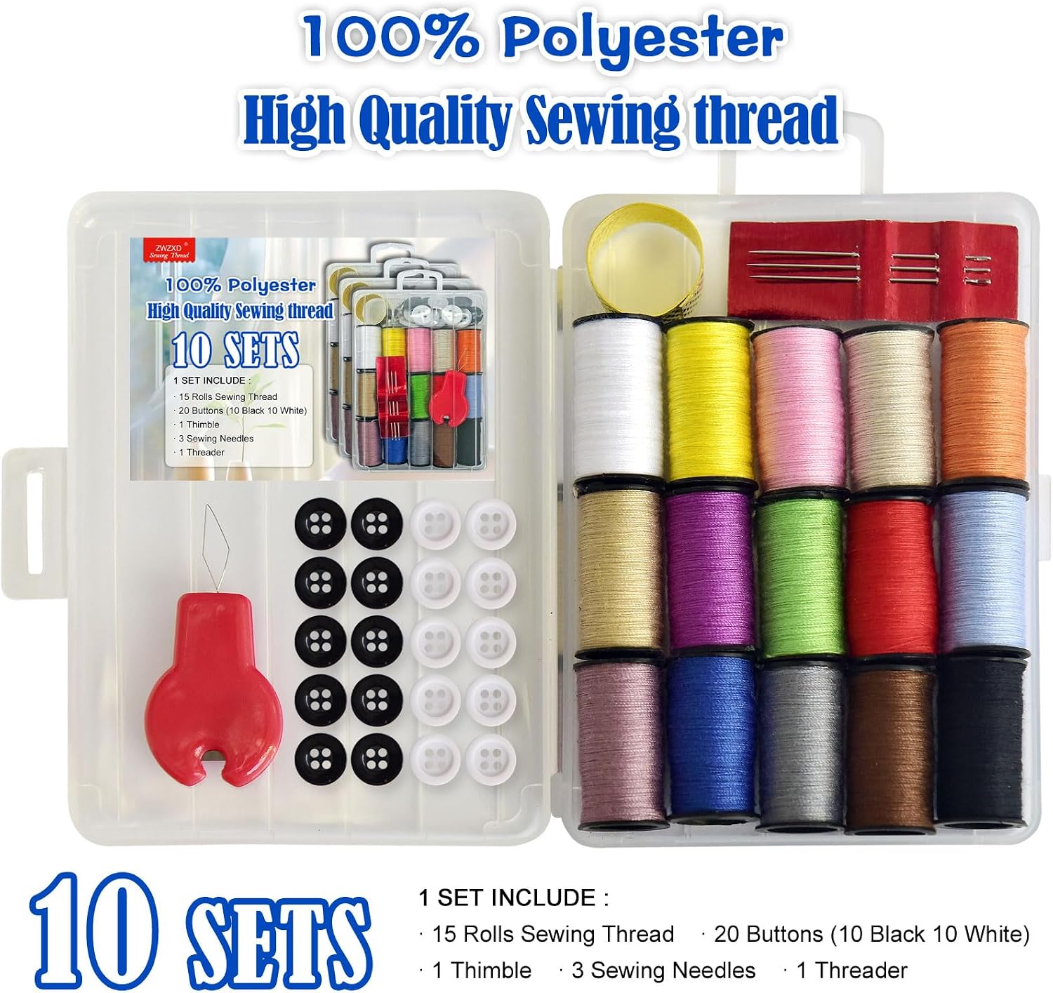 Mini Sewing Kit, Portable Sewing Kit, Portable Travel Sewing Box Kit for Adults Supplies Repair Project (10)