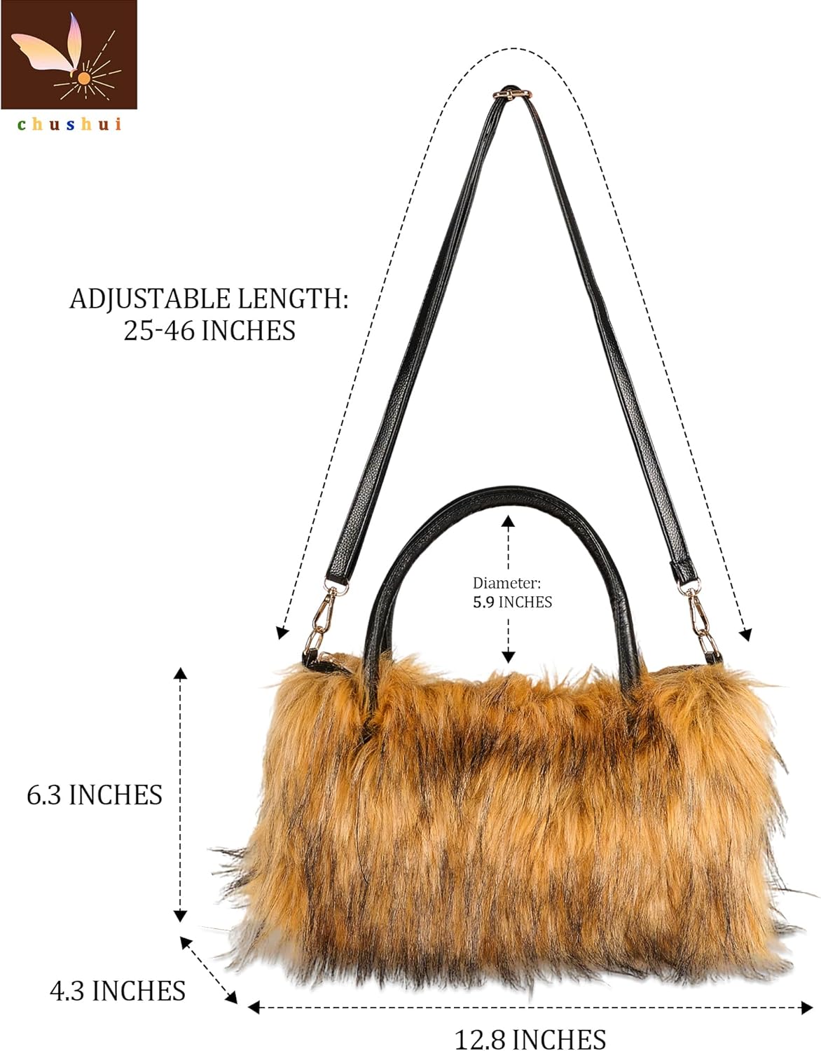 Fur Purse,Vintage-Revival Small Crossbody Bag,Top Handle Leather Handbag for Women