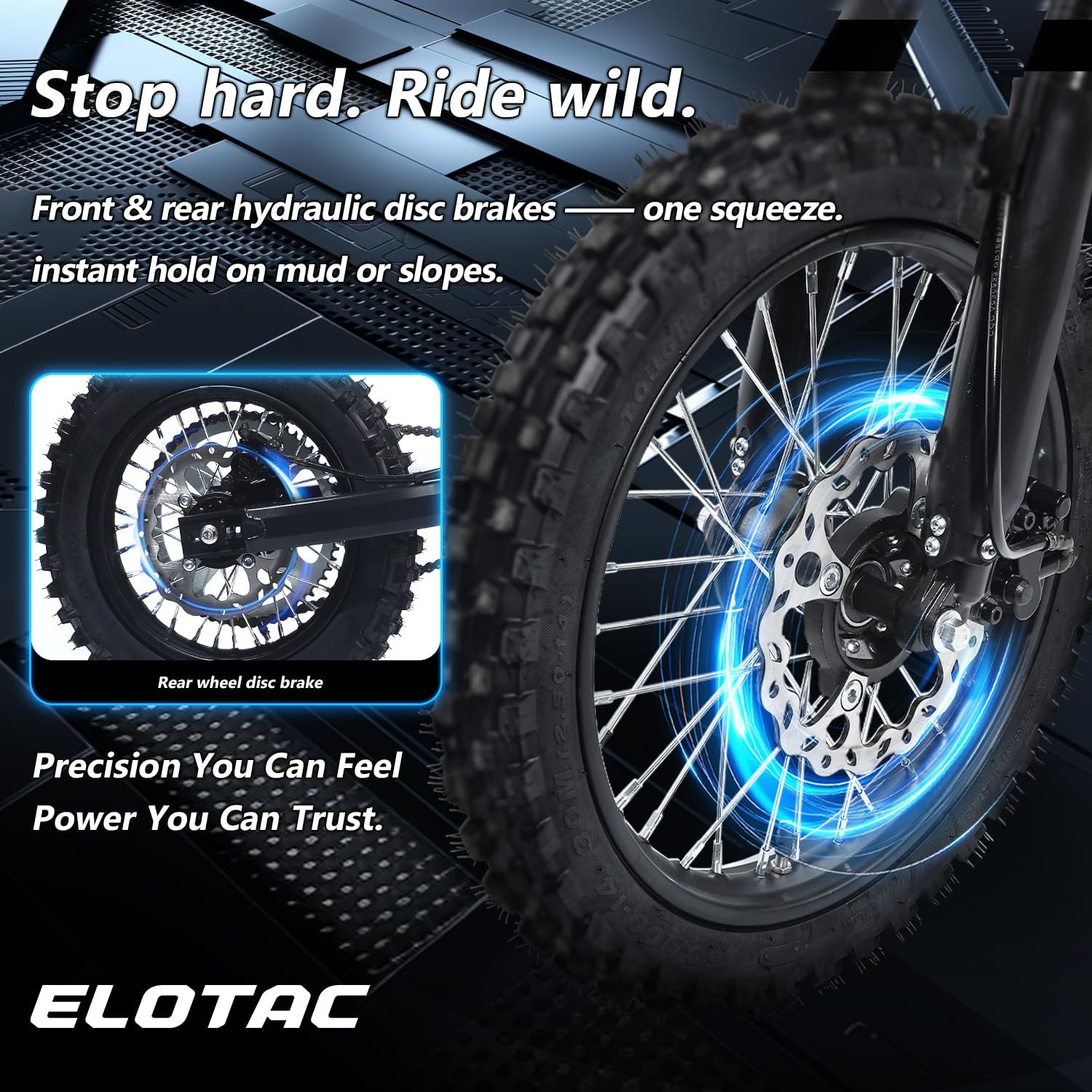 ET-1 Electric Dirt Bike for Youth Adults, 3000W Peak Mid-Drive Motor, 48V 21AH Removable Battery, 14"/12" Off-Road Tires, Dual Hydraulic Disc Brakes, Hydraulic Suspension, Mountain Pit E-Bike