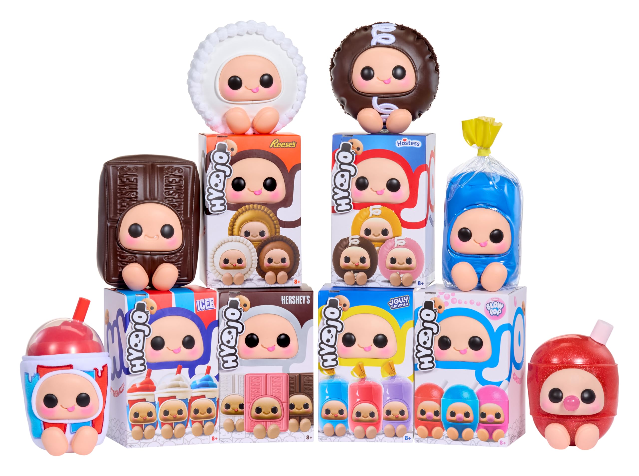 Hershey’s Series - Morbidi Personaggi di Peluche da Collezione, 3 da Collezionare tra cui Chocolate Bar, White Chocolate Bar e Strawberry Bar, per Tutte le età