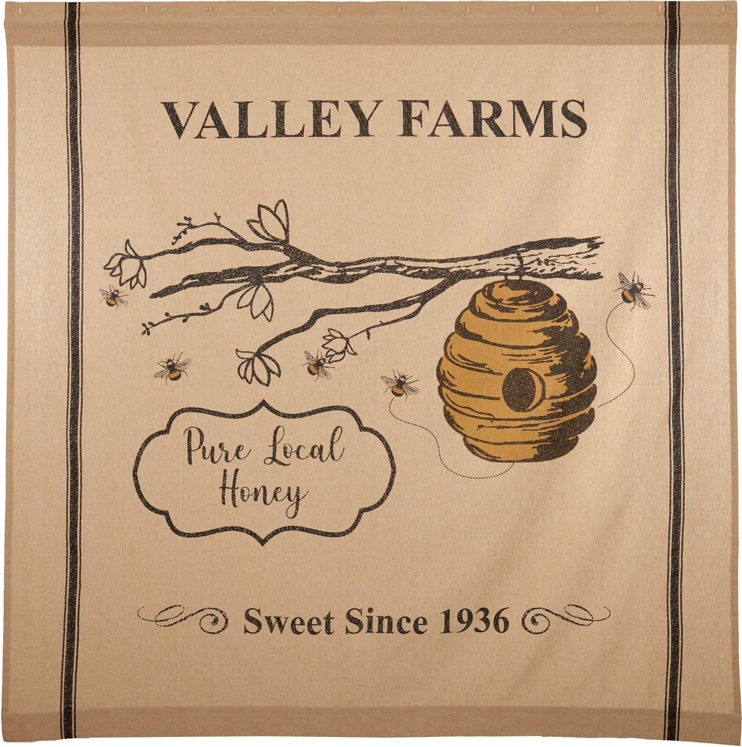 Valley Farms Beehive Bee Country Honey Farmhouse Shower Curtain 72x72