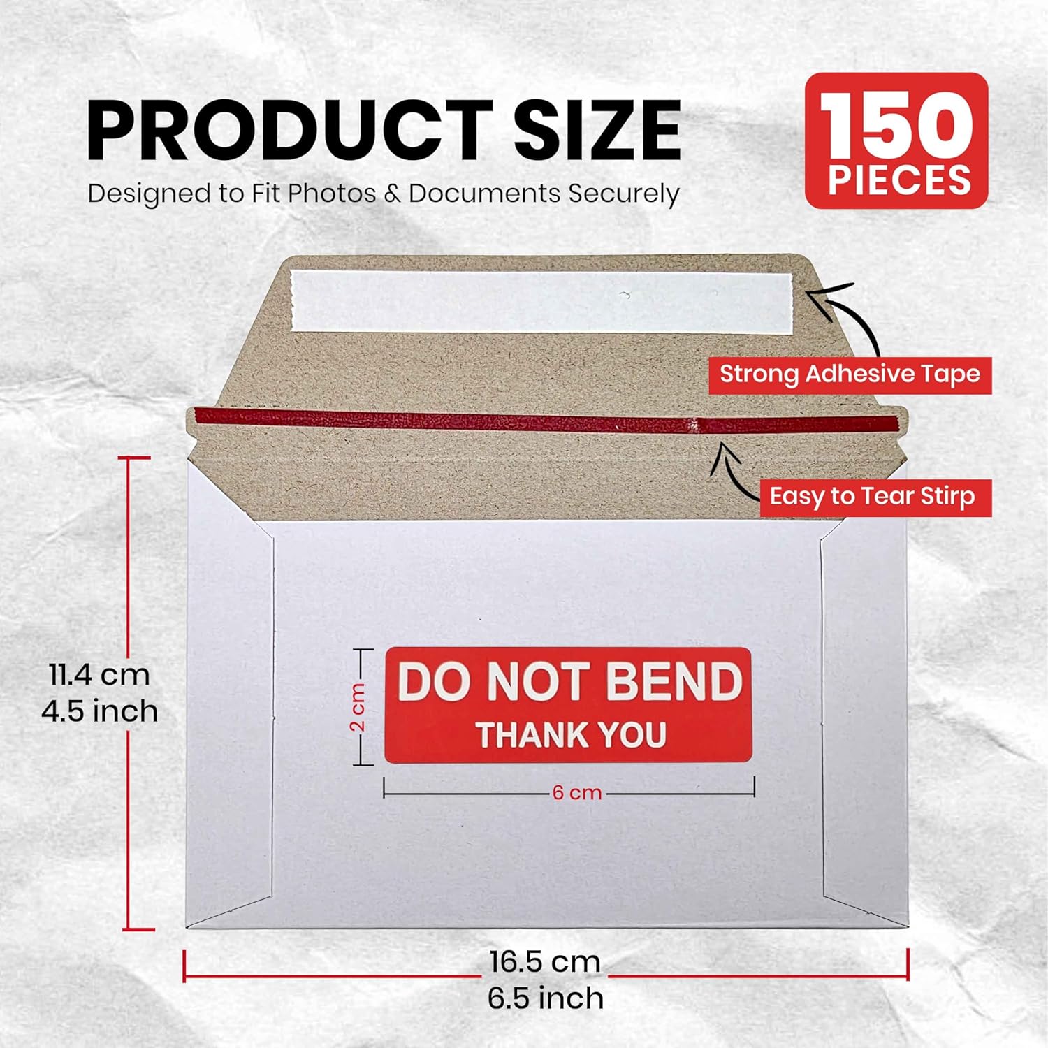 Pack Of 150, Rigid Mailers 6.5x4.5 Self Seal Photo Mailers 6.5x4.5, Stay Flat White Cardboard Shipping, Ebay Standard Envelope Trading Cards And White Photography Mailer for CD, Photos, Document