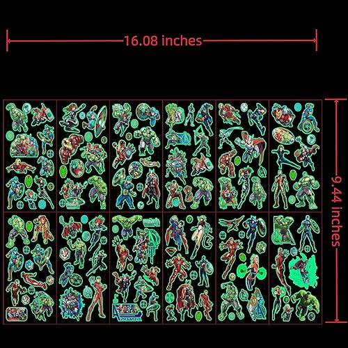 Miniatura 3 de 12 hojas de tatuajes temporales de anime para niños, juego de tatuajes temporales luminosos, suministros para fiesta de cumpleaños, calcomanías
