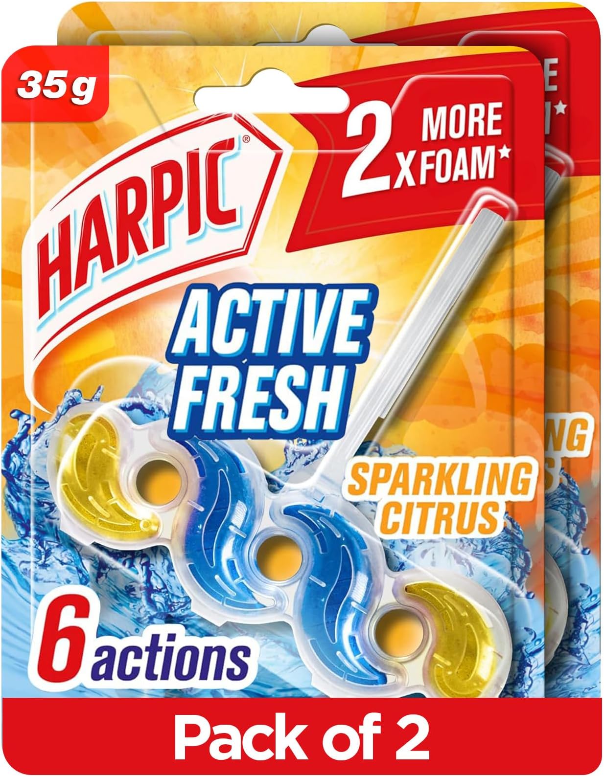 Active Fresh Toilet Cleaner Rim Block, Sparkling Citrus Scent, 35g x 2