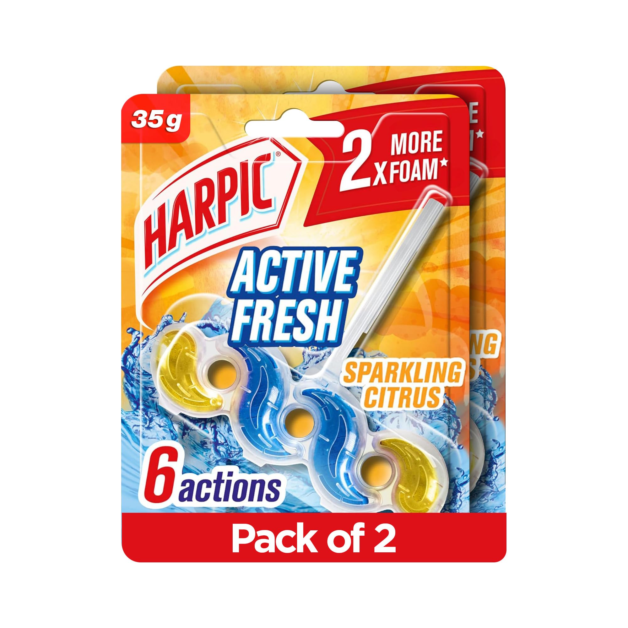 Active Fresh Toilet Cleaner Rim Block, Sparkling Citrus Scent, 35g x 2