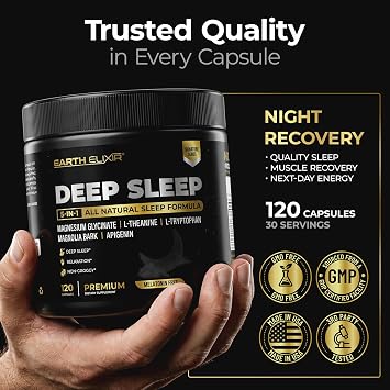 Earth Elixir Melatonin Free Sleep Aid for Adults | Magnesium Glycinate, L-Theanine, Apigenin Supplement for Sleep, L-Tryptophan, Magnolia Bark | Magnesium for Sleep, Non Habit Forming, Made in USA