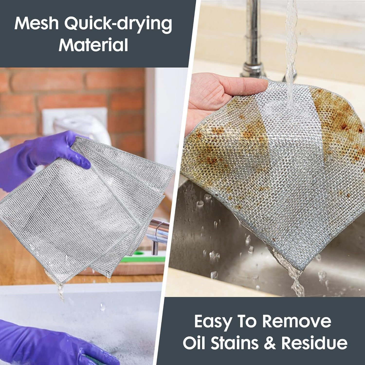 MustHome Scrubber for Utensils | Steel Scrubber for Utensils | Steel Scrubber Combo Set Steel Wool Pads, Kitchen Cleaner, Heavy Duty Cleaning Supplies - for Tough Cleaning (4) 4
