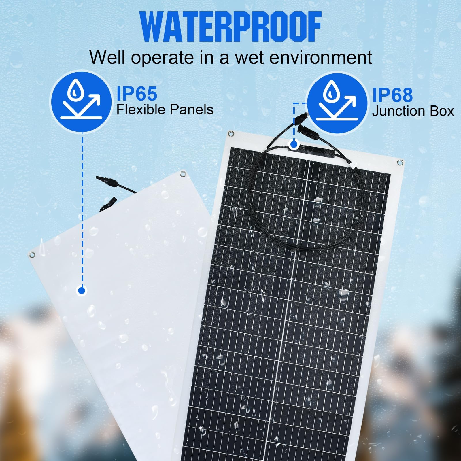 ECO-WORTHY 100W 12V Solarpanel Flexibel Monokristallines Solarpanel, Solarmodul mit Ladekabel für Wohnmobil Auto Boot 12V Batterien