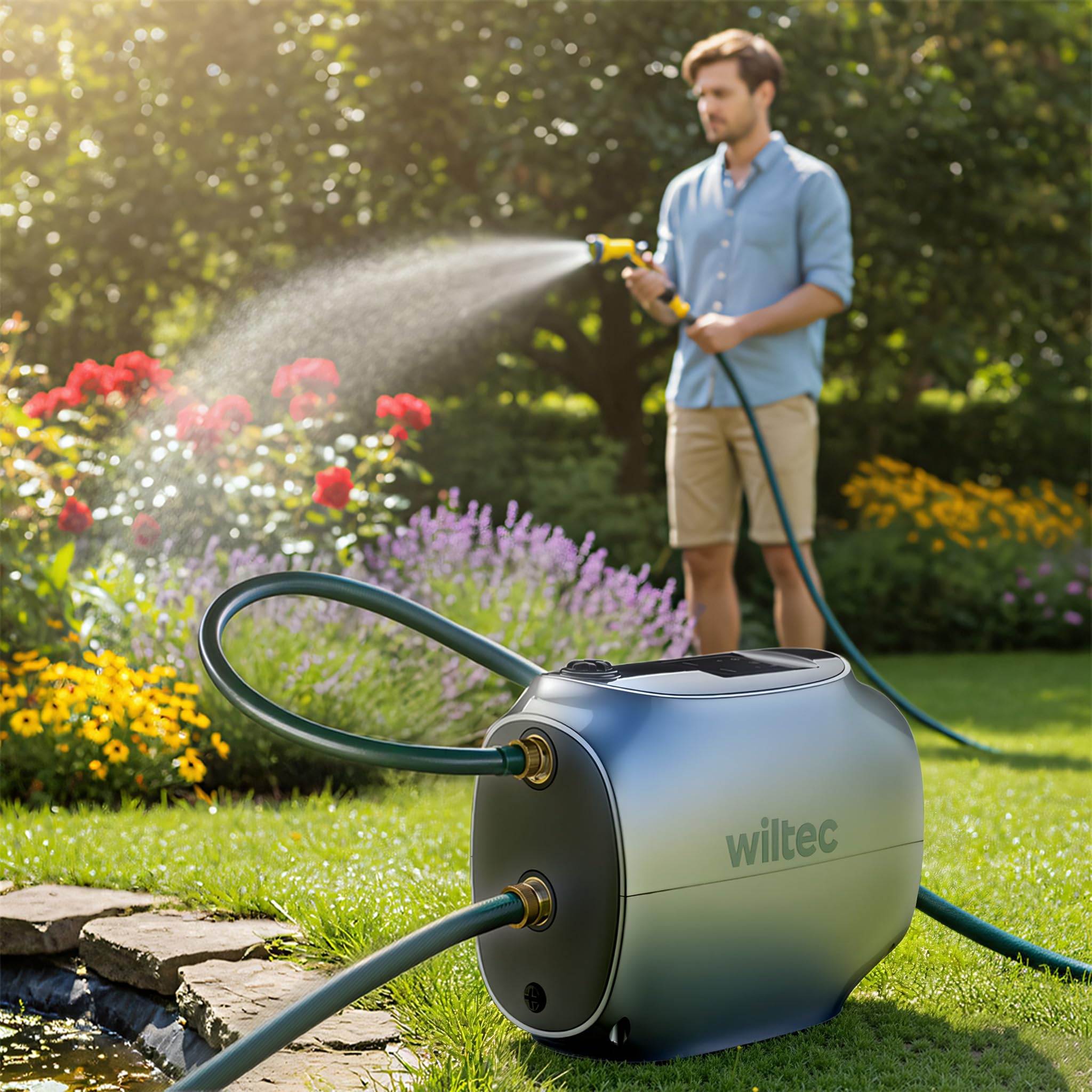 Wiltec Bomba centrífuga magnética 750 W bomba de acoplamiento magnético con altura de impulsión 55 m para casa y jardín