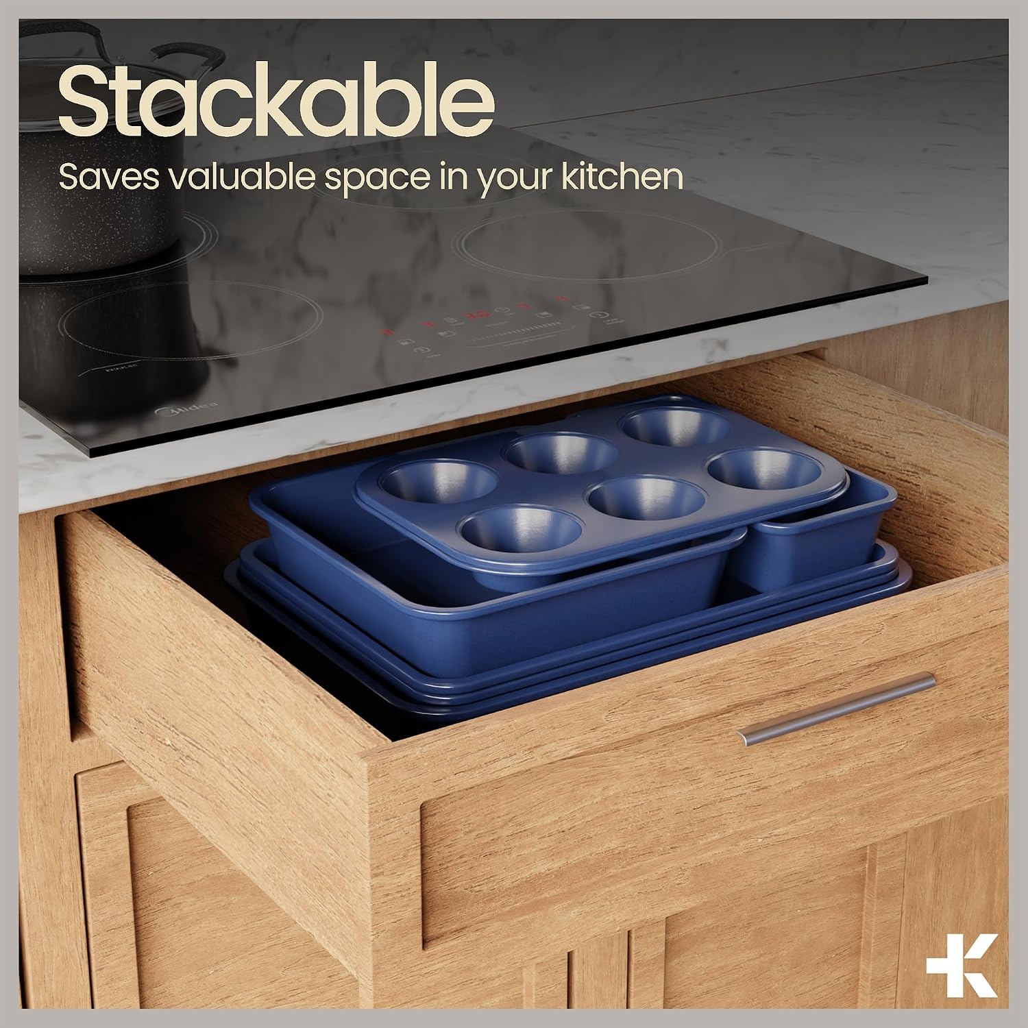 6 PCS STACKABLE BAKEWARE SETS -Blue