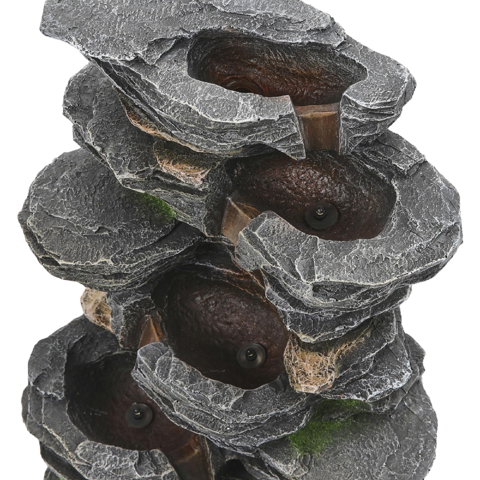 BTGGG Solar Brunnen für Draussen,Natürlicher kaskadierender Felsen Solar Springbrunnen für Außen mit LED-Beleuchtung,Groß Gartenbrunnen Solar Wasserspiel für Garten Terrasse und Balkon
