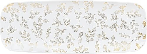 Miniatura 28 de Plasticpro Plastic Serving Trays - Serving Platters Disposable Party Dish White, (4, Round Black Tray with Gold Rim)