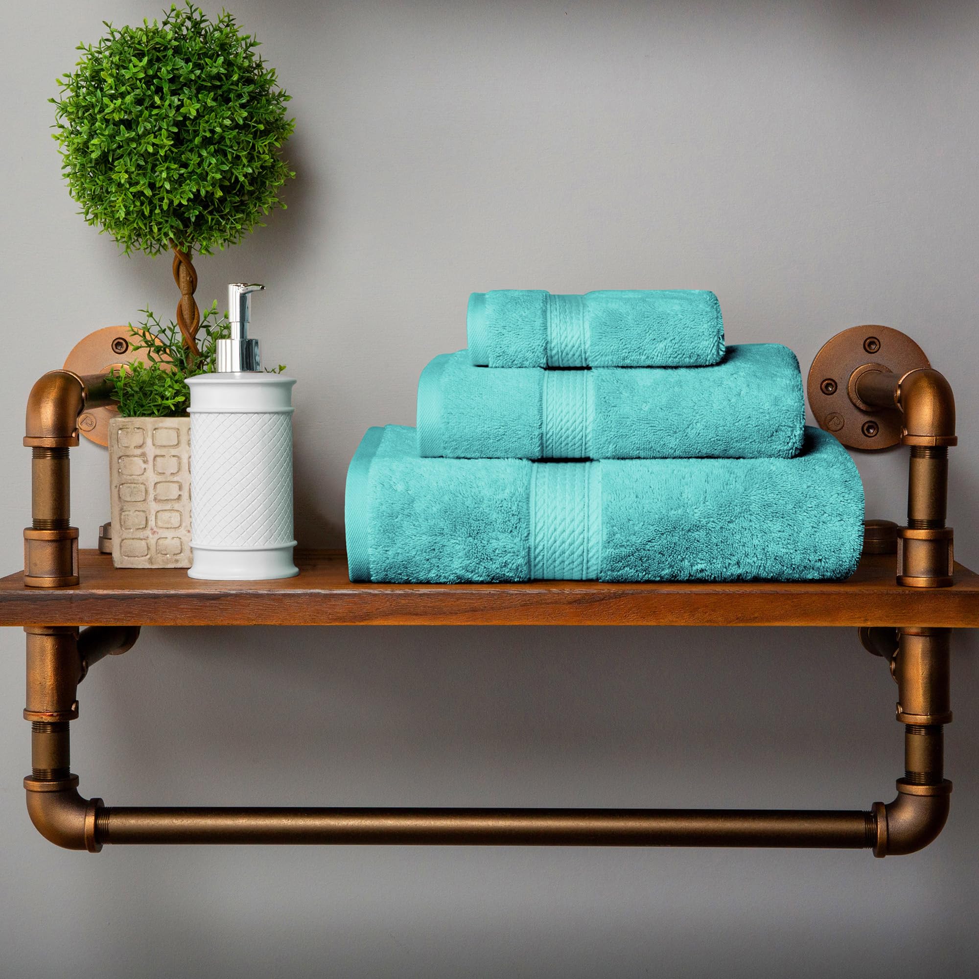 Superior Egyptian Cotton Pile 3 Piece Towel Set, Includes 1 Bath, 1 Hand, 1 Face Towel/Washcloth, Ultra Soft Luxury Towels, Thick Plush Essentials,